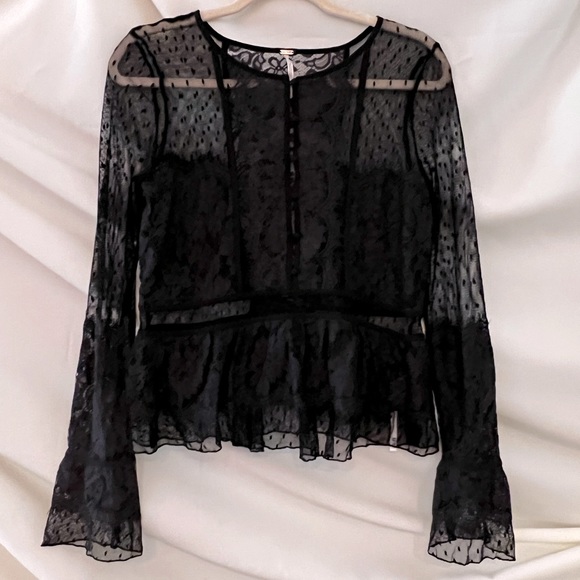 Free People Tops - NWT Free People Victorian Lace Peplum Sheer Top Size Small